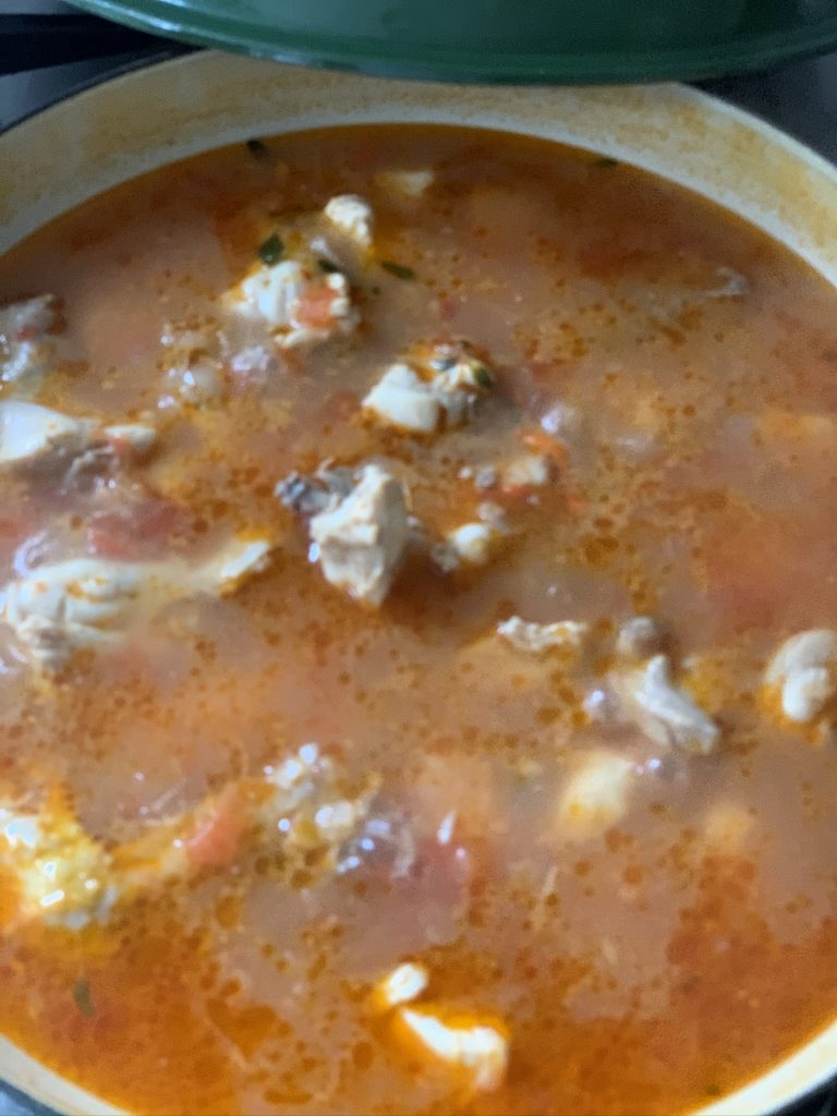 Cooking peanut butter soup step 1